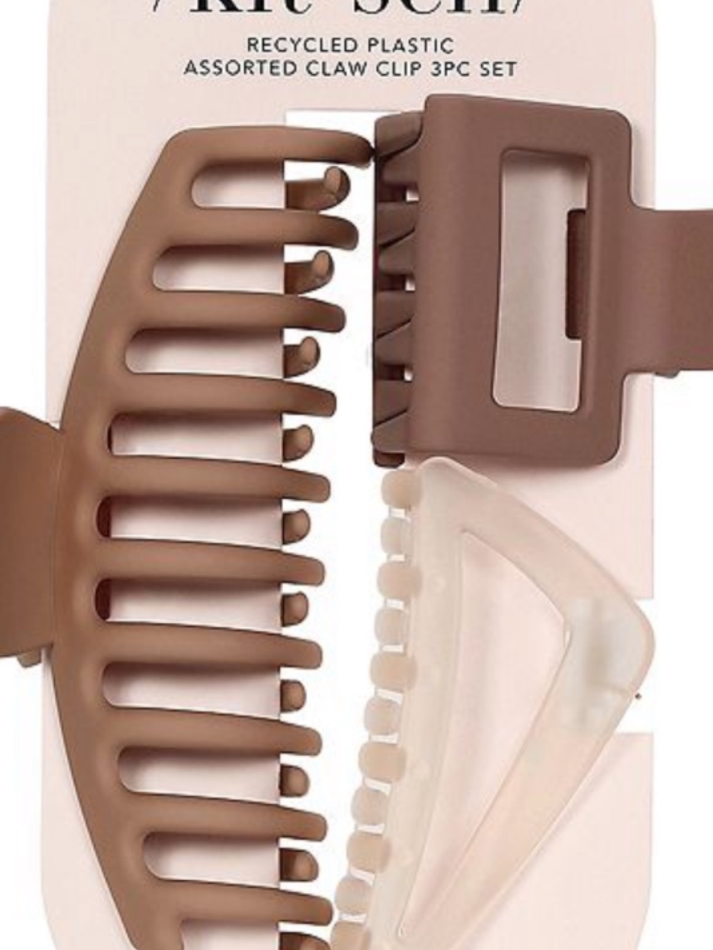 Recycled Plastic Brown & Cream Claw Clip Set - 3 Pack